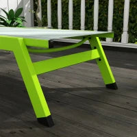 Lettino Prendisole con Ruote e Cuscino Poggiatesta, Schienale Regolabile, in Alluminio e Textilene, Verde