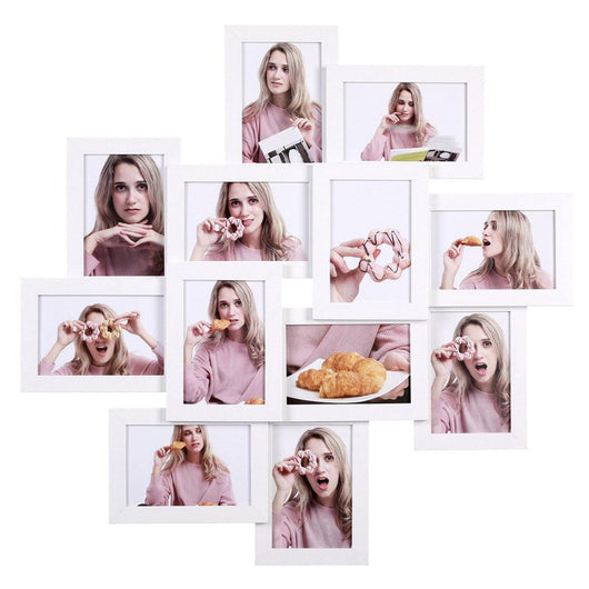 Cornice portafoto capacità 12 foto da 10 x 15 cm richiede montaggio vetro bianco 12_0002563