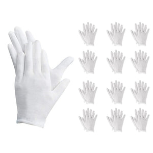 12 Paia Guanti Cotone Bianco Taglia L 9
