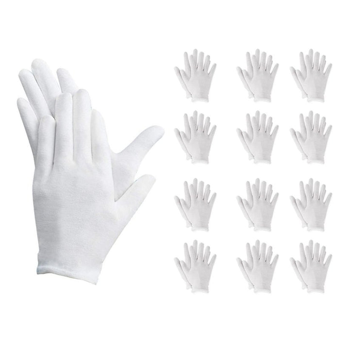 12 Paia Guanti Cotone Bianco Taglia L 9