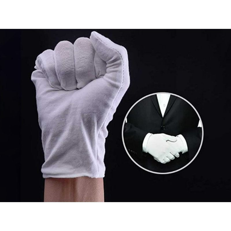 12 Paia Guanti Cotone Bianco Taglia L 9