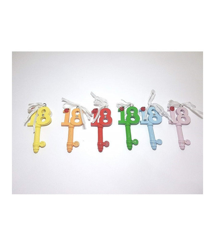 12 Bomboniere Numero Chiave 18 Anni Colorate Brillantino Coccinella 6,5cm         