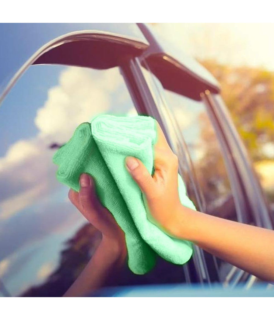 12 Panni Microfibra 40 X 60 Cm Asciugamano Panno Pulizia Multiuso Lavaggio Auto         