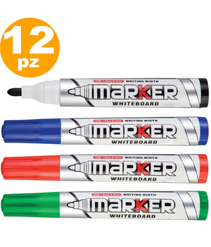 12 Pennarelli Per Lavagna Bianca Marker Whiteboard Scuola Ufficio Cancelleria         