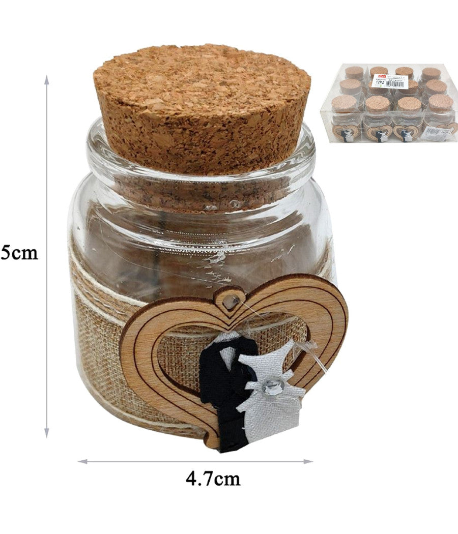 12 Pezzi Bomboniera Bomboniere Ampolla 5x4,7cm Cuori Porta Confetti Matrimonio         