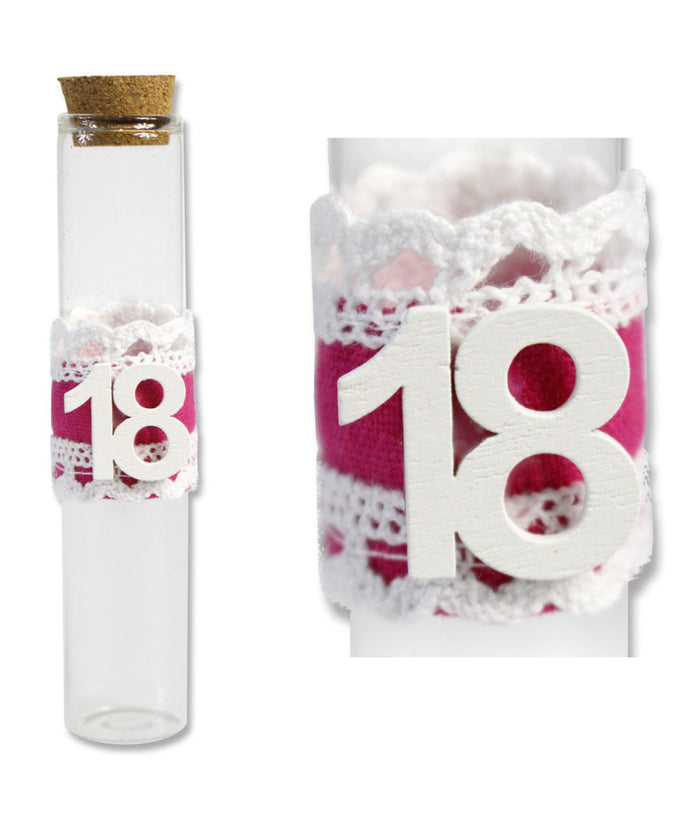 12 Porta Confetti Vetro Bomboniera 18 Anni Diciottesimo Compleanno Rosa Femmina         