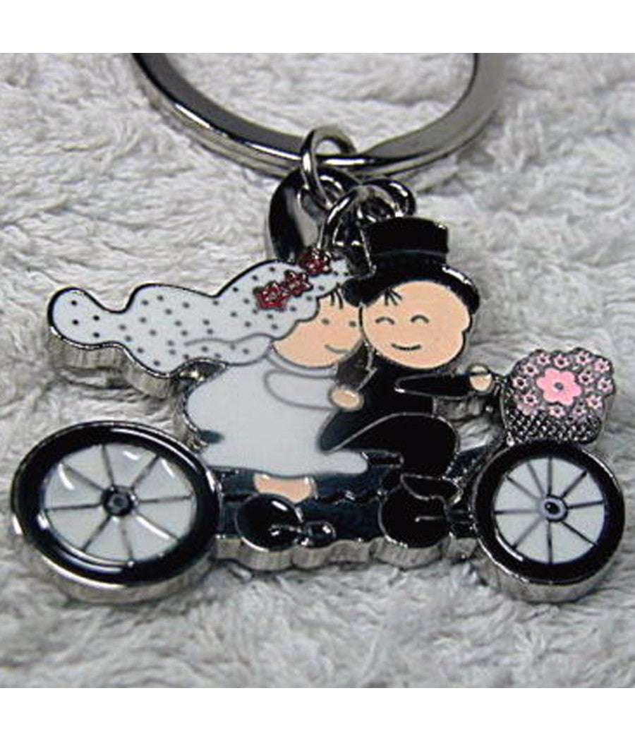 12 Portachiavi Bomboniere Confetti Sposi In Bici Bicicletta Matrimonio Promessa         