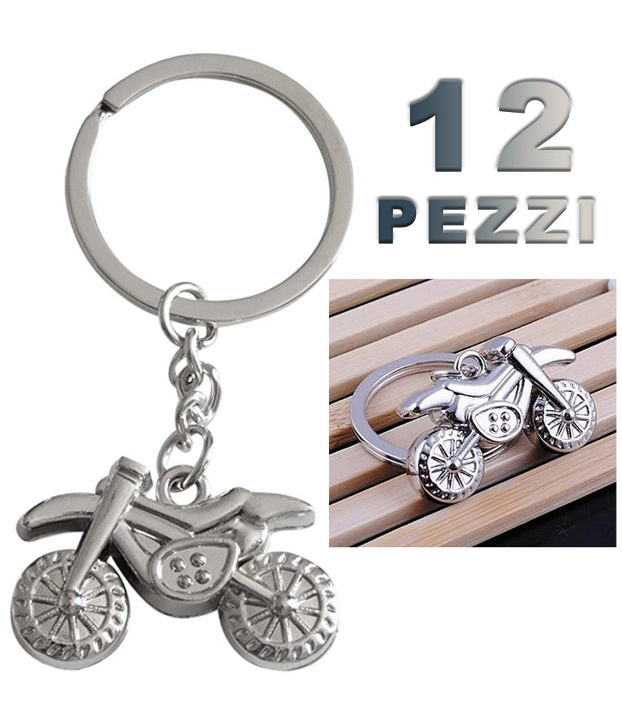 12 Portachiavi Porta Chiave Bomboniere Confetti A Forma Di Motocicletta Da Cross         