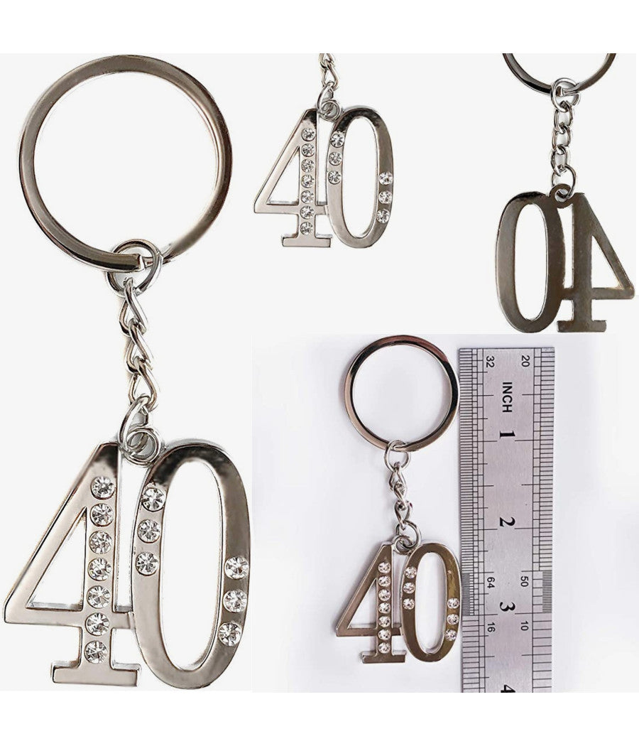12 Portachiavi Porta Chiave Con Numero 40 Bomboniere Confetti Per Compleanno         