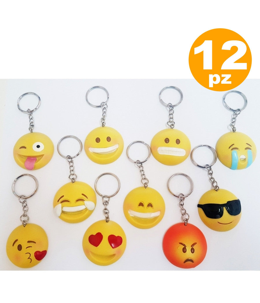 12 Pz Bomboniera Faccine Emoki Emoticon Ceramica Portachiavi Compleanno 18 Anni         