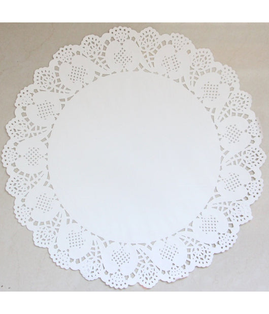 12 Pz Centrino In Carta 32 Cm Sotto Torta Bianco Pizzo Nozze Festa Matrimonio         