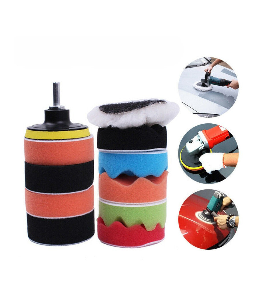 12 Pz Kit Di Spugne Lucidanti Con Adattatore Per Lucidatura Auto 5" Platorello         