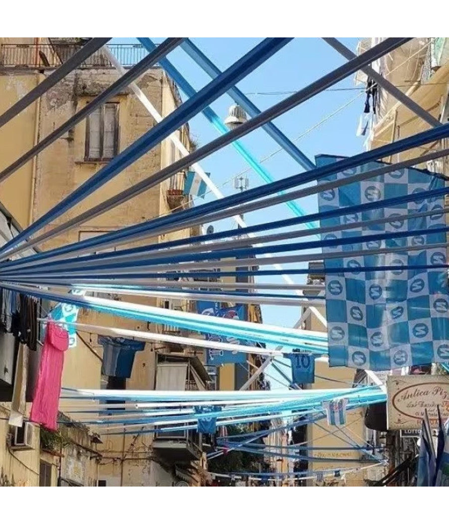 12 Pz Nastri Celebrativi Festa Terzo Scudetto Napoli Colori Misti Bianco Azzurro         