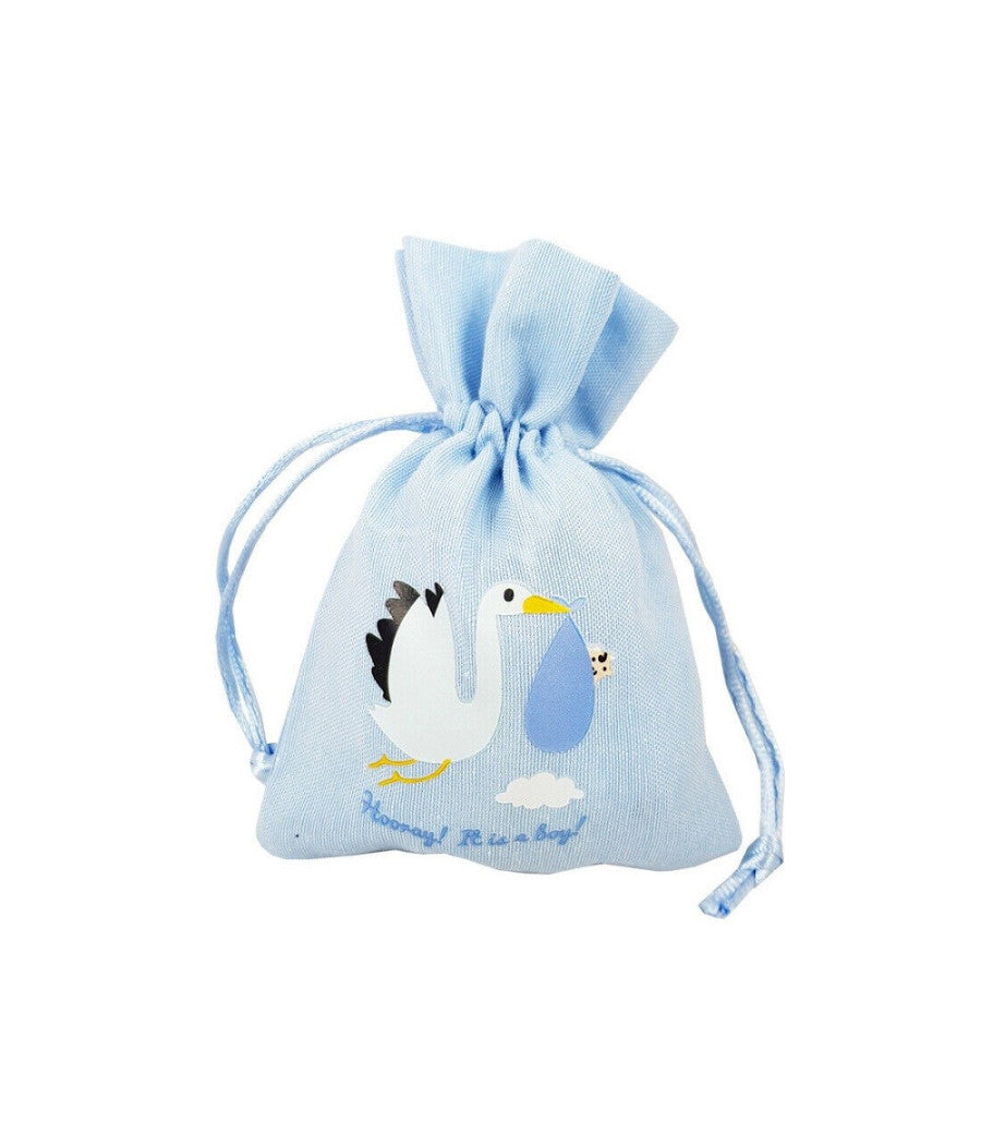 12 Sacchetti Cicogna Rosa O Celeste It's A Boy Girl Nascita Bomboniera Sacchetto  Celeste       