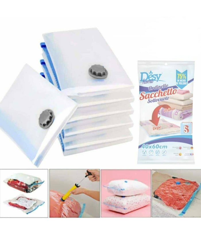 12 Sacchetti Sottovuoto Salvaspazio 40x60 Buste Sacco Salva Spazio Abiti Piumoni         
