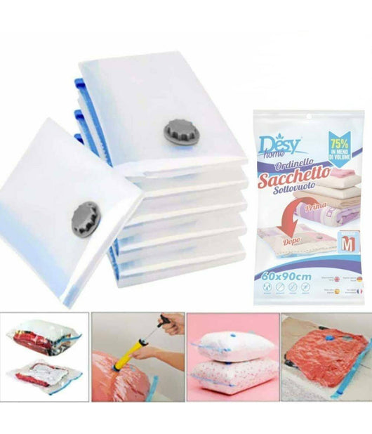 12 Sacchetti Sottovuoto Salvaspazio 90x60 Buste Sacco Salva Spazio Abiti Piumoni         