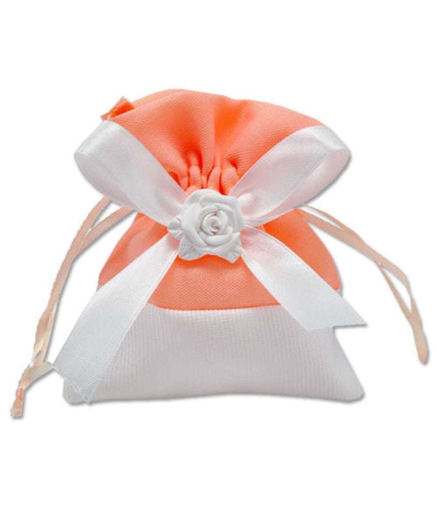 12 Sacchetti Stoffa Porta Confetti Rosa Bianca Matrimonio Battesimo Bomboniera         