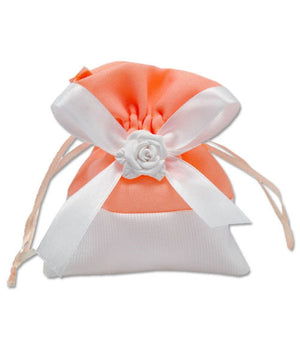 12 Sacchetti Stoffa Porta Confetti Rosa Bianca Matrimonio Battesimo Bomboniera         