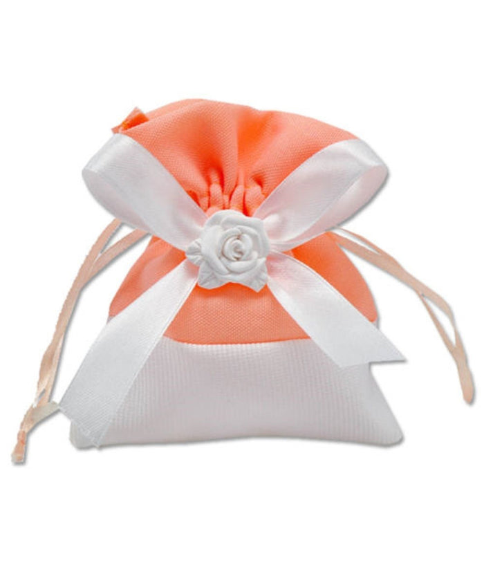 12 Sacchetti Stoffa Porta Confetti Rosa Bianca Matrimonio Battesimo Bomboniera         