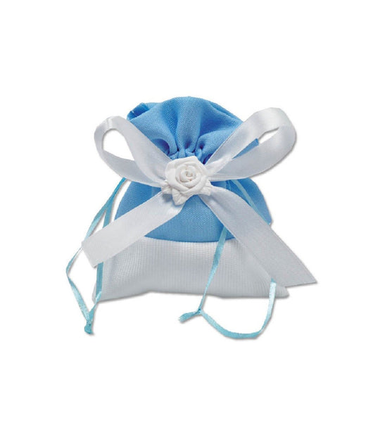12 Sacchetti Stoffa Porta Confetti Rosa Bianca Matrimonio Battesimo Bomboniera  Celeste       