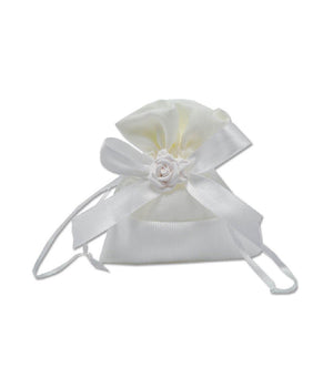 12 Sacchetti Stoffa Porta Confetti Rosa Bianca Matrimonio Battesimo Bomboniera         