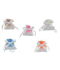 12 Sacchetti Stoffa Porta Confetti Rosa Bianca Matrimonio Battesimo Bomboniera         