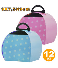 12 Scatole Pois Porta Torta Dolce Confetti Compleanni Nascita Battesimo Feste         