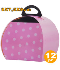 12 Scatole Pois Porta Torta Dolce Confetti Compleanni Nascita Battesimo Feste  Rosa       