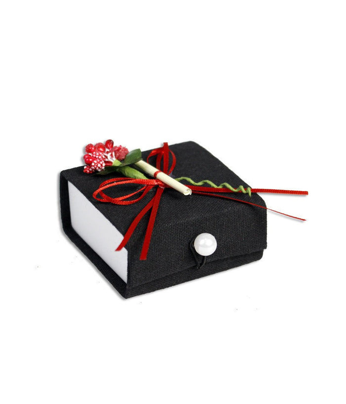 12 Scatolina In Tessuto Con Pergamena Porta Confetti Bomboniera Laurea Nero         