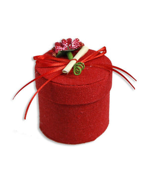 12 Scatolina In Tessuto Con Pergamena Porta Confetti Bomboniera Laurea Rosso         