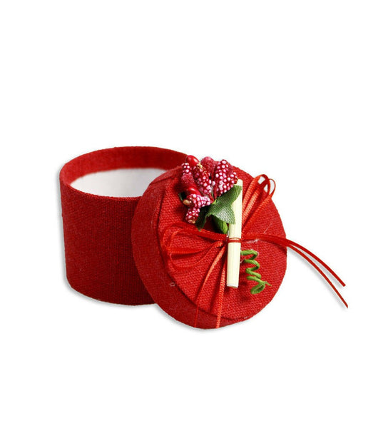 12 Scatolina In Tessuto Con Pergamena Porta Confetti Bomboniera Laurea Rosso         