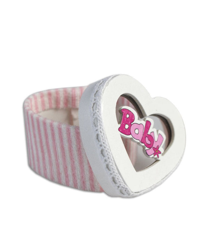 12 Scatolina In Tessuto Portaconfetti A Forma Di Cuore Bomboniera Nascita Bimba Rosa         