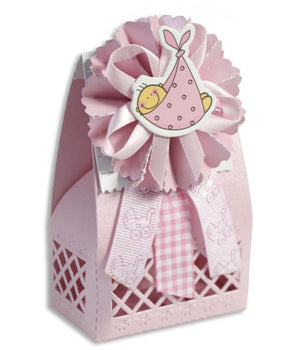 12 Scatolina Porta Confetti Bomboniera Nascita Battesimo Bimba Rosa Femmina         