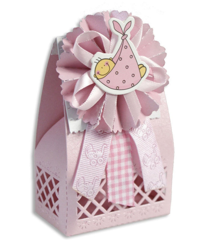 12 Scatolina Porta Confetti Bomboniera Nascita Battesimo Bimba Rosa Femmina         