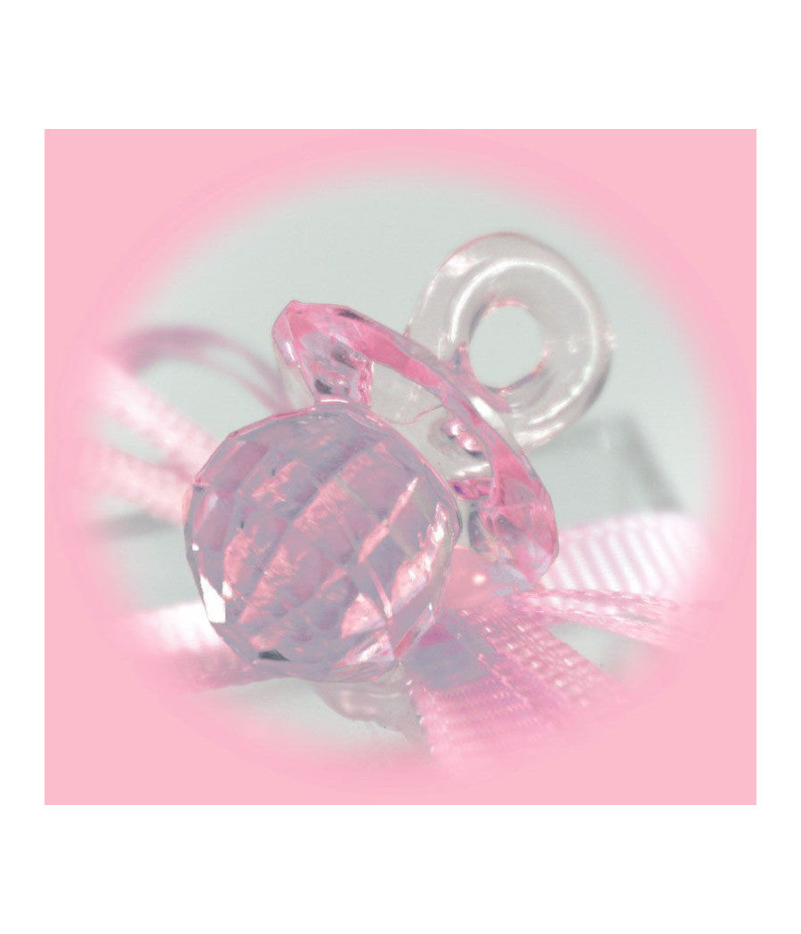 12 Scatolina Porta Confetti Bomboniera Nascita Battesimo Ciuccio Bimba Rosa         