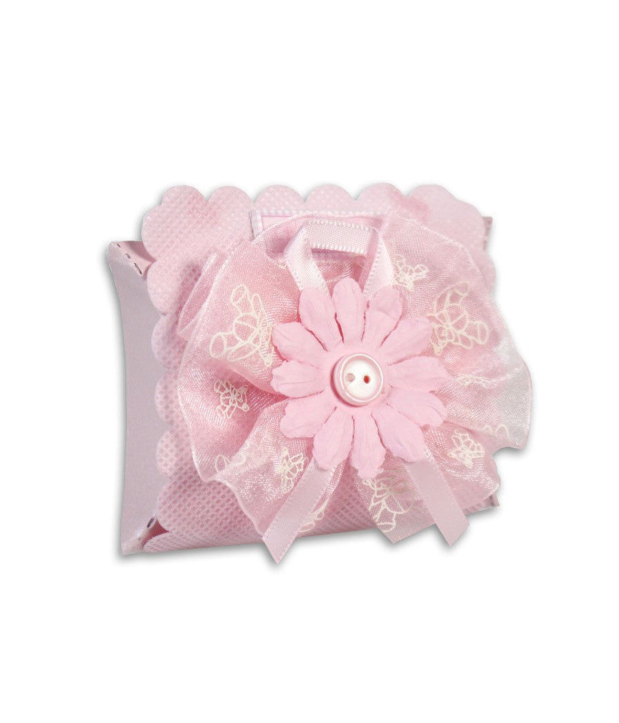 12 Scatolina Porta Confetti Con Fiore Bomboniera Nascita Battesimo Bimba Rosa         