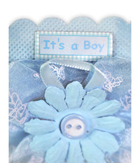 12 Scatolina Porta Confetti Con Fiore Bomboniera Nascita Battesimo Bimbo Azzurro         