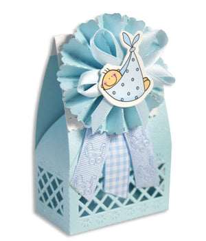 12 Scatolina Portaconfetti Bomboniera Nascita Battesimo Maschio Azzurro Bimbo         