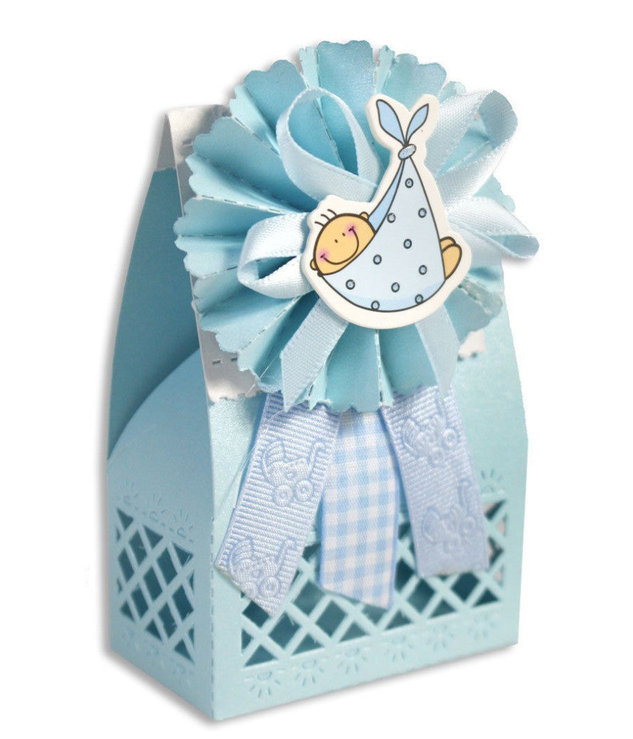 12 Scatolina Portaconfetti Bomboniera Nascita Battesimo Maschio Azzurro Bimbo         
