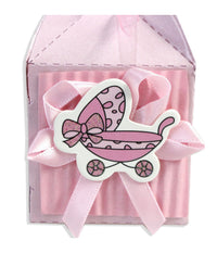 12 Scatoline Porta Confetti Bomboniera Nascita Battesimo Bimba Rosa Carrozzina         