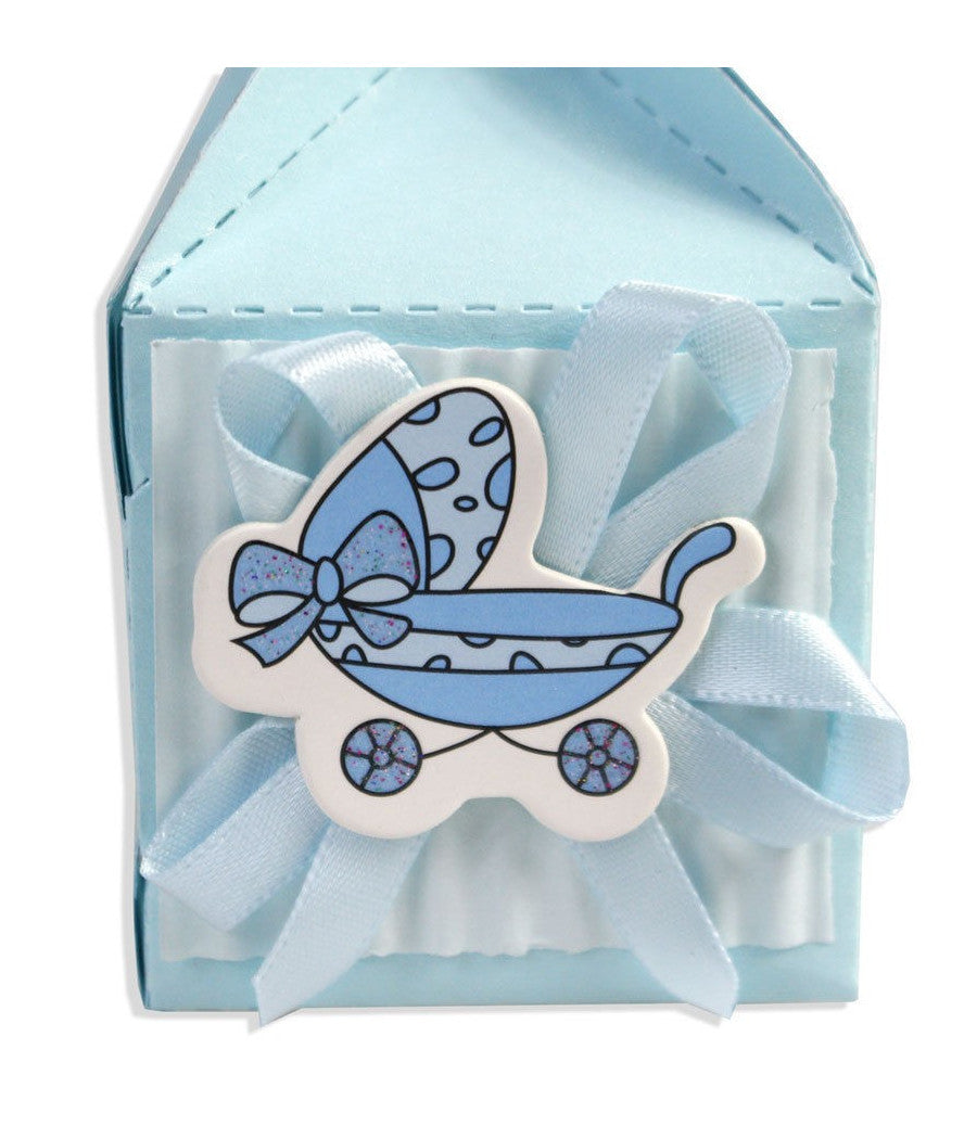 12 Scatoline Porta Confetti Nascita Battesimo Bomboniera Azzurro Bimbo Maschio         