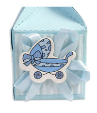 12 Scatoline Porta Confetti Nascita Battesimo Bomboniera Azzurro Bimbo Maschio         