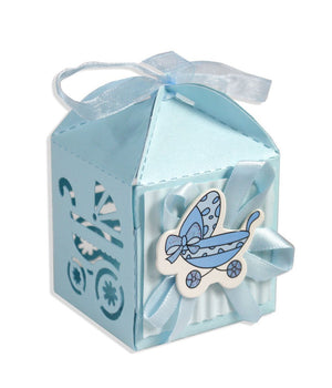 12 Scatoline Porta Confetti Nascita Battesimo Bomboniera Azzurro Bimbo Maschio         