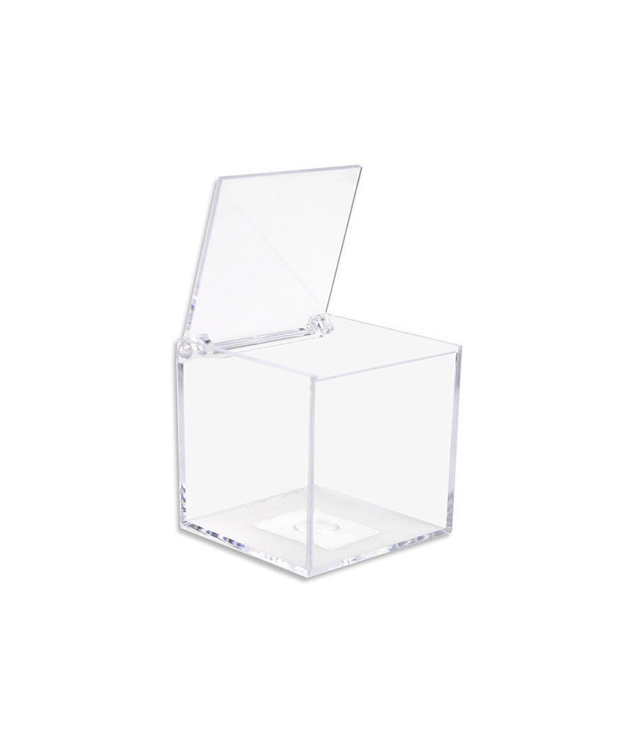 12 Scatoline Scatole Cubo Plexiglass 6x6cm Trasparente Porta Confetti Bomboniera         