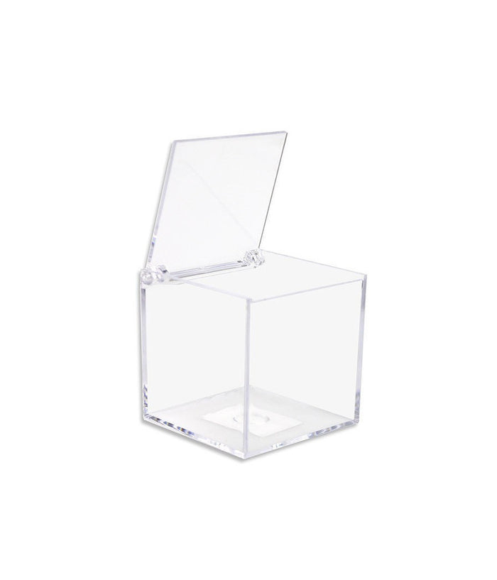 12 Scatoline Scatole Cubo Plexiglass 6x6cm Trasparente Porta Confetti Bomboniera         