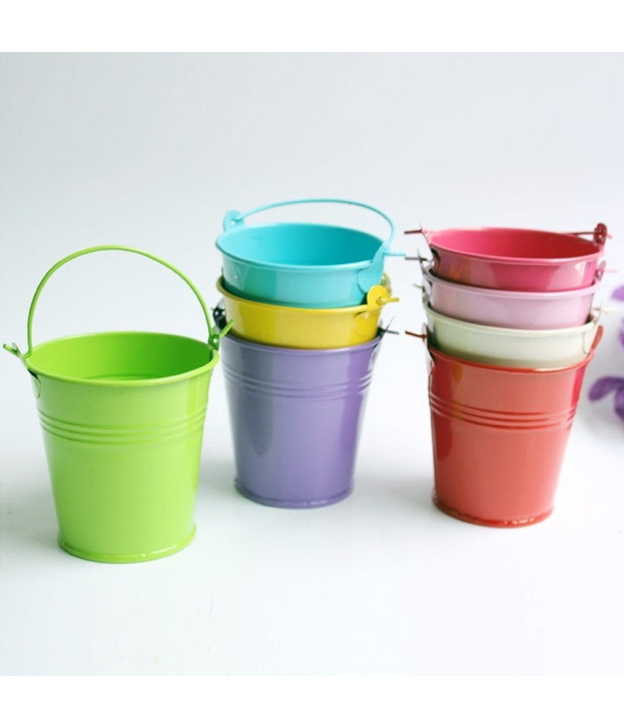 12 Secchiello Latta Decoupage Porta Piante Giardino Fioraio Metallo Contenitore         