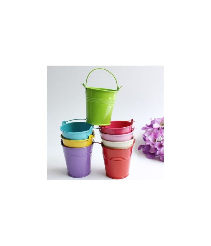 12 Secchiello Latta Decoupage Porta Piante Giardino Fioraio Metallo Contenitore         