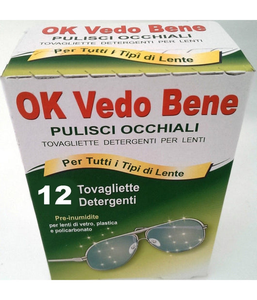 12 Tovagliette Detergenti Per Lenti Pulisci Occhiali Salviette Ok Vedo Bene         