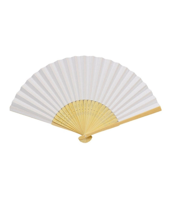 12 Ventagli Ventaglio Bianchi Bianco Bambu' Segnaposto Ricevimento Matrimonio         