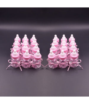 12 X Bomboniera Portaconfetti Per Battesimo Nascita Bottiglia Biberon Rosa         